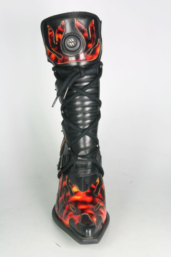 Boots By Boots 9591 New Rock Stiefel Black Flames red Ladies SALE