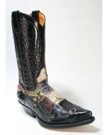 3241 Sendra Cowboystiefel Flor. Negro Python Patchwork big