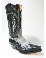 6033 Sendra Cowboystiefel Negra Flora Blanco