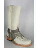 6074 Sancho Bikerboots Antik Linen Echse grau