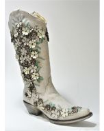 A3600 Corral Boots Cowboyboots White Flower