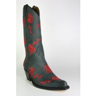 7733 Sancho Cowboystiefel Negro rote Rosen
