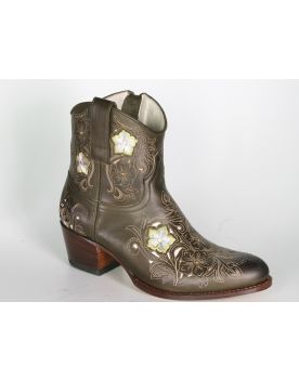 14194 Sendra Stiefelette Debora Oliva Flower