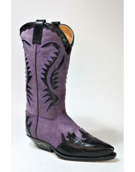 2535 Sendra Cowboystiefel Coco Negro Nubuk Lila