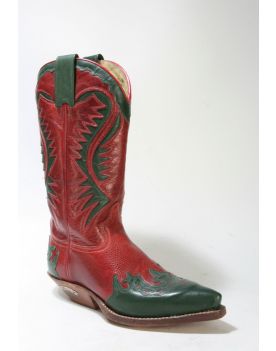2535 Sendra Boots Cowboystiefel grün rot 