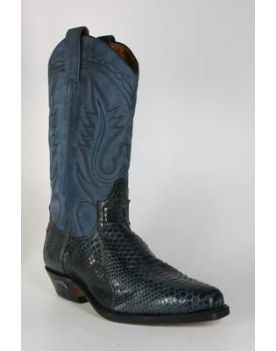 2633 Cowboystiefel Sendra mit blauem Pythonleder