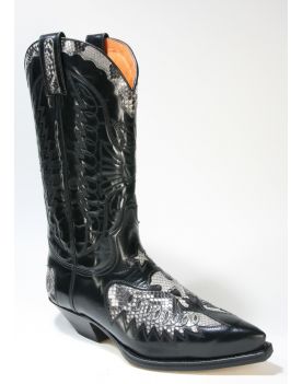 2720 Sendra Cowboystiefel Cuervo Flor. Negro Python Natural