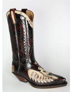 2720 Cowboystiefel Sendra Flor. Fuchsia Boa Natural
