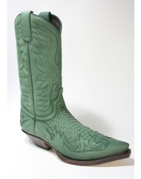 3241 Sendra Boots Cowboystiefel Nubuk Brash Verde Botella Trenzado