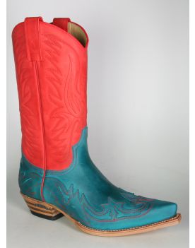 3241 Sendra Cowboystiefel Floter Turquesa Rojo