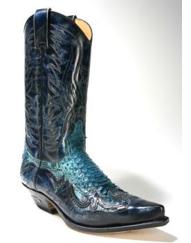 3241 Sendra Boots Denver Azul Python Fantasia Turquesa