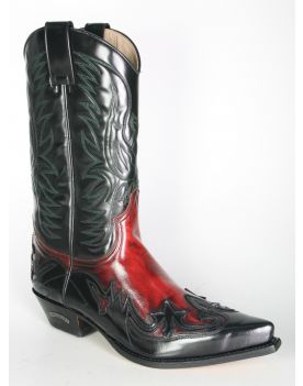 3241 Sendra Cowboystiefel Flor. Negro Flor. Rojo