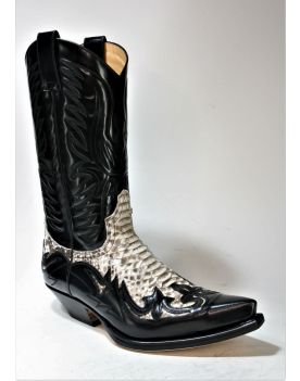 3241 Sendra Cowboystiefel Flor. Negro Python Natural