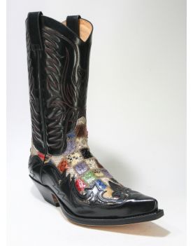 3241 Sendra Cowboystiefel Flor. Negro Python Patchwork small