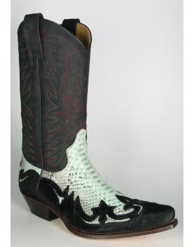 3241 Cowboystiefel Sendra Pelo Negro Python Turquesa