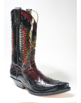 3840 Sendra Boots Cowboystiefel Flor. Negro Flor. Rojo