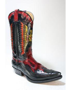 3840 Sendra Boots Cowboystiefel Flor. Negro Flor. Rojo