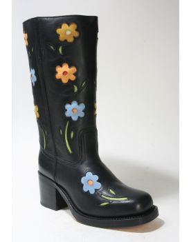 4755 Sendra Stiefel TOLEDO Negro Flowerpower