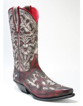 5529 Sendra Cowboystiefel Hurricane Rojo Marfil