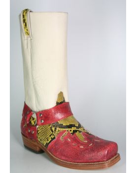 6074 Sancho Bikerboots Quersia Rojo Python gelb