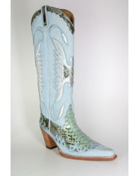 6421 Sendra Cowboystiefel Nubuk Azul Claro