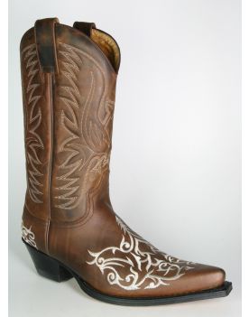 6754 Sendra Cowboystiefel braun Stickung