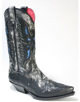 6885 Sendra Boots Cowboystiefel Negra Flora Blanco