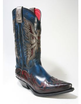 6885 Sendra Cowboystiefel Hurricane Rojo Azul