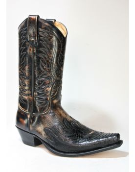 7013 Sendra Cowboystiefel Python Negro Denver Canela