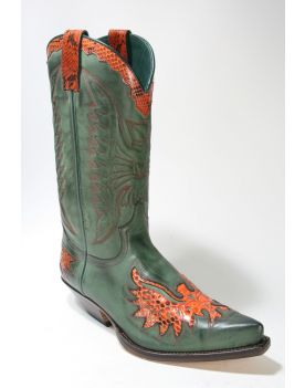 7106 Sendra Boots Cowboystiefel N. Verde Python Orange