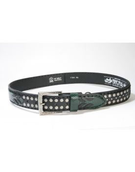 7304 Original Belts Gürtel Negro Iguana Verde