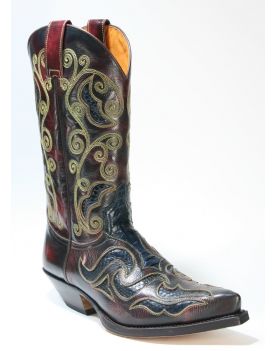  7428 Sendra Cowboystiefel Denver Rojo Python Navy