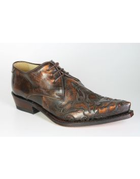 7650 Sendra Schnürschuhe Britnes Flo. Marron Stickung