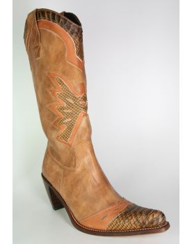 8241 Cowboystiefel Sancho Braun Python Imitation