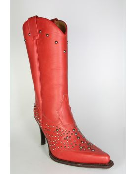 8701 Sendra Cowboy High Heels Rot mit Nieten