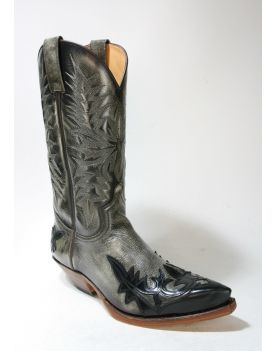 8733 Sendra Cowboystiefel Flor. Negro Denver Hueso