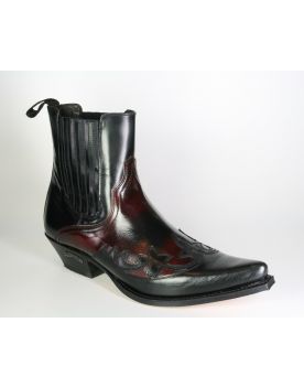 9396 Sendra Stiefelette Flor. Negro Flor. Cherry