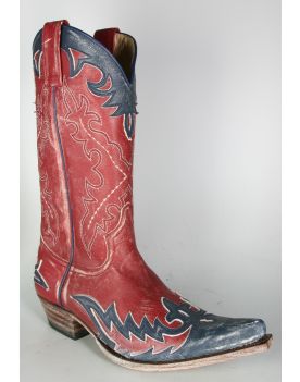 9669 Sendra Cowboystiefel Azul Rojo Vintage