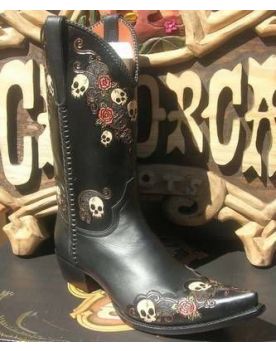 Caborca Cowboystiefel schwarz Totenköpfe