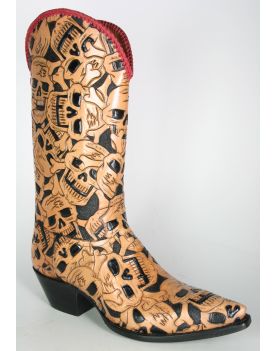 62 Caborca Cowboystiefel Muertos Totenköpfe rot