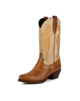 2666 Mayura Cowboystiefel WINGS Rony Totem Offwhite Split Suede