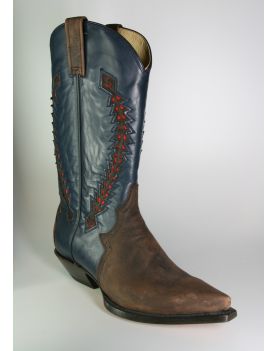 1525 Mezcalero Cowboystiefel braun blau