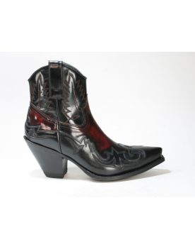 16695 Sendra Boots GORCA Flora Negro Flora Rojo Dirty