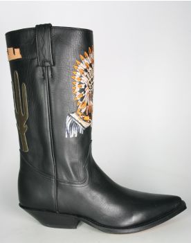 1763 Tony Mora Cowboystiefel Negro Indianer