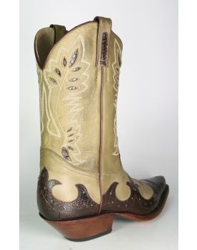 2064 Tony Mora Cowboystiefel Khaki Avestruz Marron