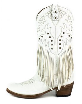  2475 Mayura Fransenstiefel Blanco Bohostyle