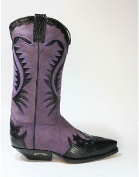 2535 Sendra Cowboystiefel Coco Negro Nubuk Lila