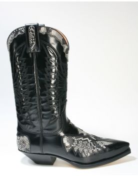 2720 Sendra Cowboystiefel Cuervo Flor. Negro Python Natural