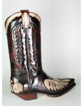 2720 Cowboystiefel Sendra Flor. Fuchsia Boa Natural