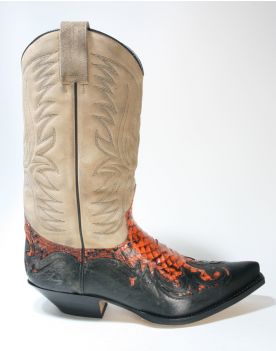 3241 Sendra Cowboystiefel Barbados Negro Pyth. orange Wildleder